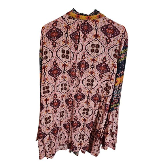 Altar’d State Boho Patchwork Tunic Dress Pink Bell Sleeve Festival Large Hippie - Picture 3 of 7